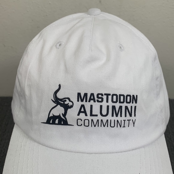 Mastodon Alumni Community Baseball Hat Unisex OSFA White Strapback Hit Wear - Picture 3 of 14